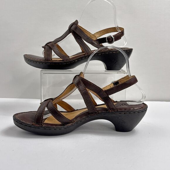 Born Sandals Womens 9 / 40.5 Brown Leather Strappy Slingback Heel Comfort W61909 - Picture 3 of 11